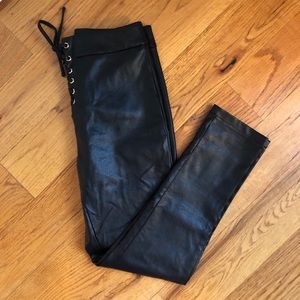 KITTENISH Black FAUX LEATHER pants w/ tie. NWOT!